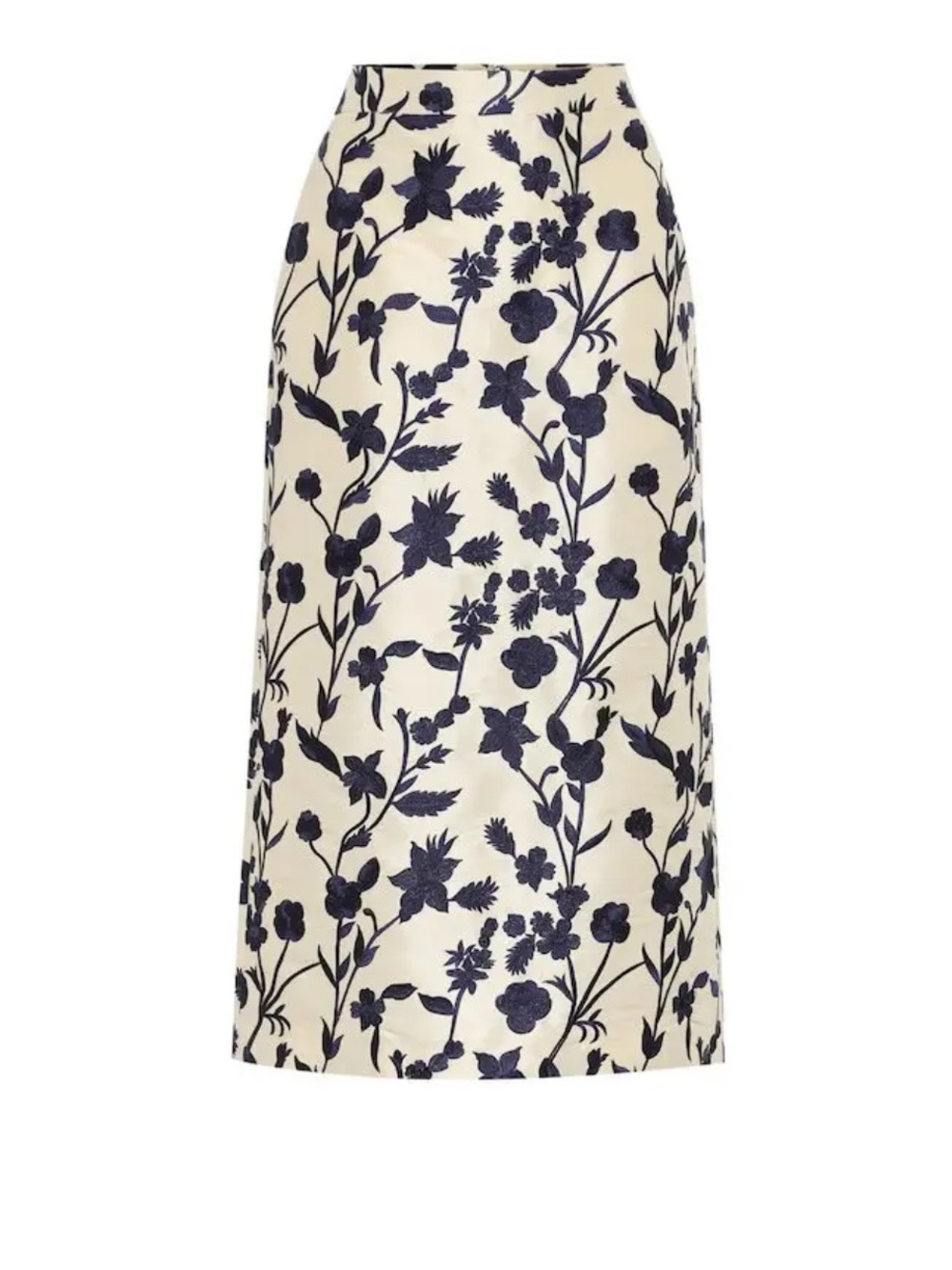 NWT Brock Collection Quercini Floral Jaquard Cream & Navy Midi  Skirt Size 4